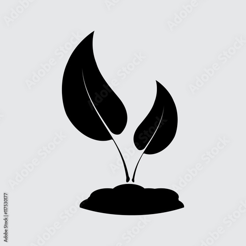 Seedling vector silhouette. Simple icon