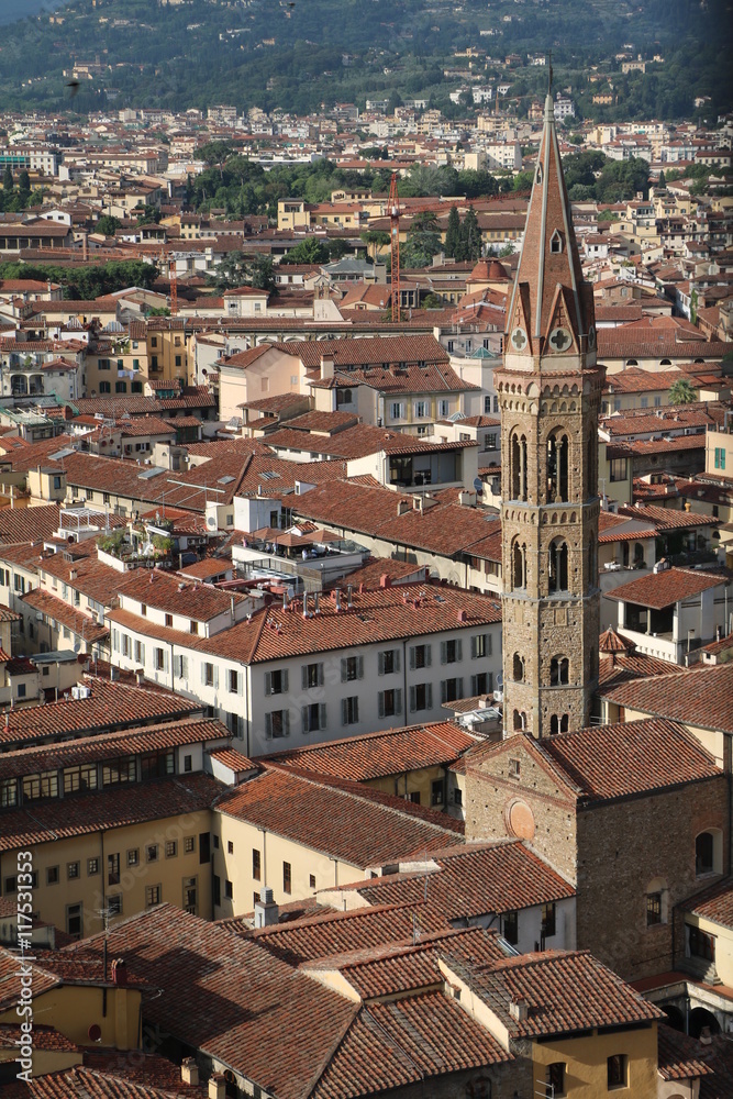 View to Church Badia Fiorentina from Palazzo Vecchio, Florence Italy
