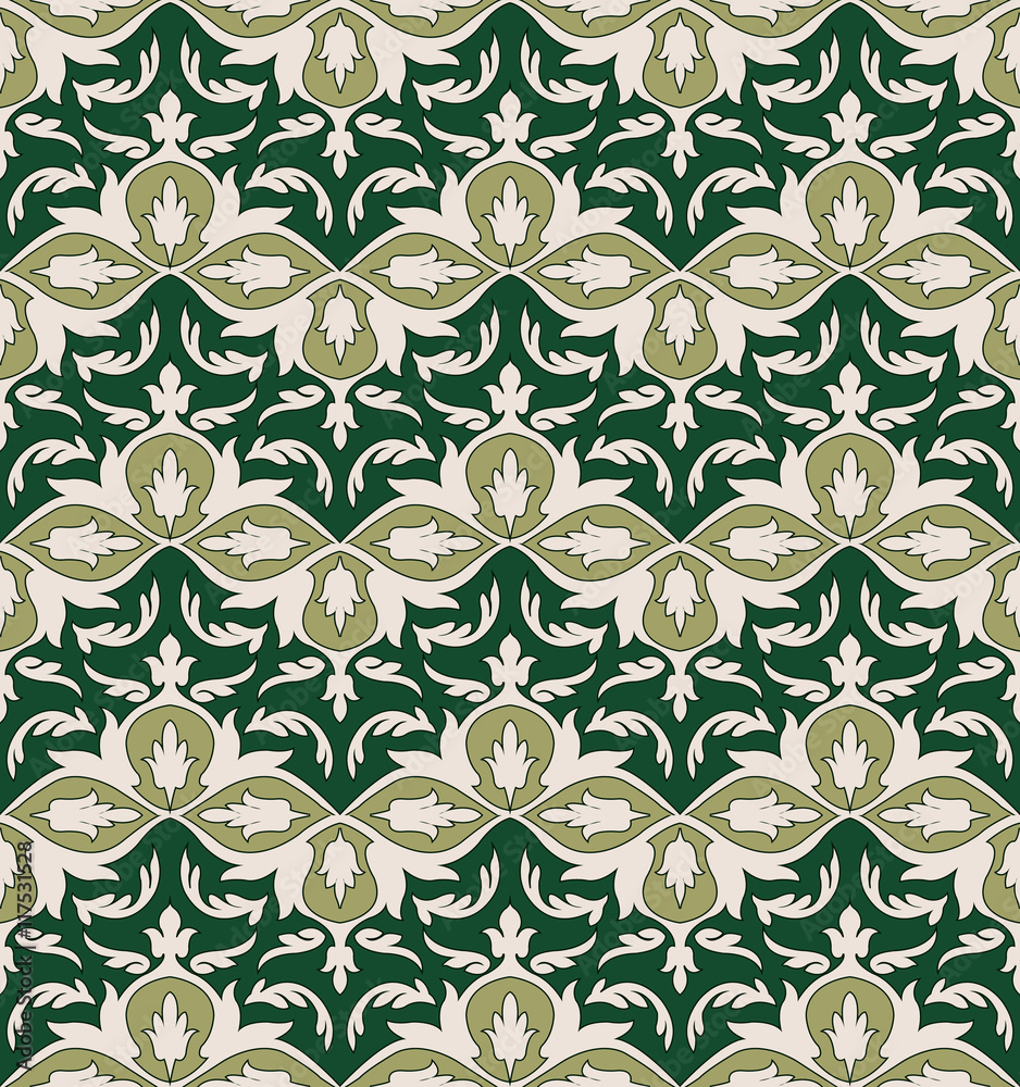 Antique seamless background image of curve spiral cross garden flower green leaf abstract Antique seamless background image of curve spiral cross garden flower green leaf abstract