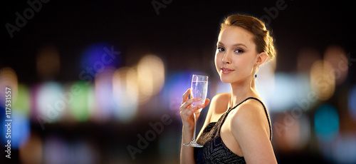 Photography young asian woman drinking champagne at party