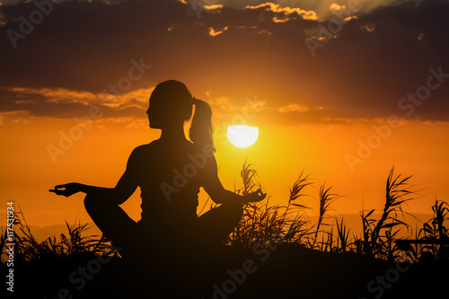 Silhouette of Yoga photo