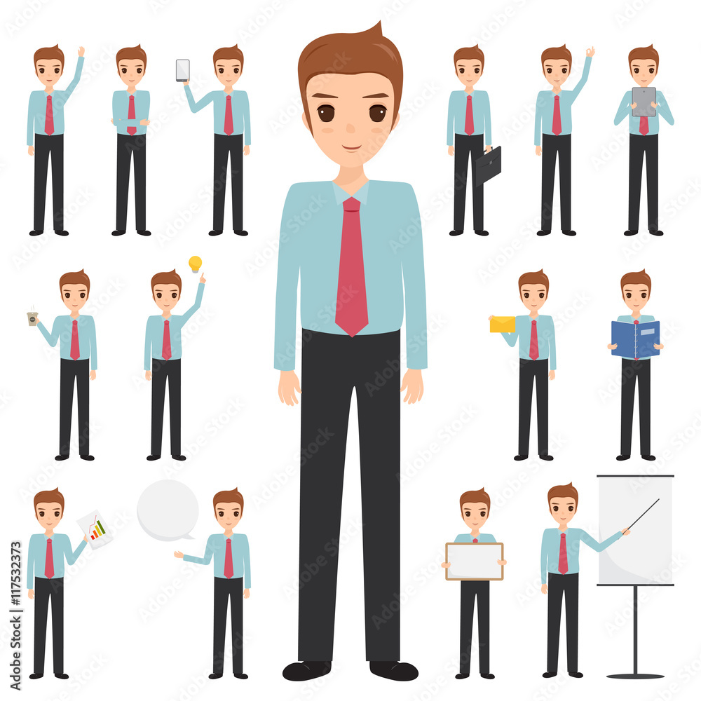 set of business man character at office work. people with job. set of business man character at office work. people with job.