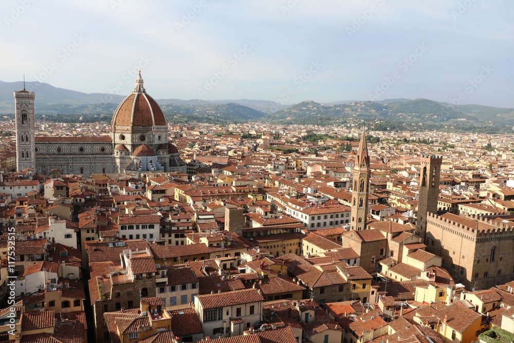 Badia Fiorentina and Santa Maria del Fiore in Florence, Tuscany Italy 