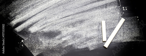 The school or university blackboard with threadbare chalk 
