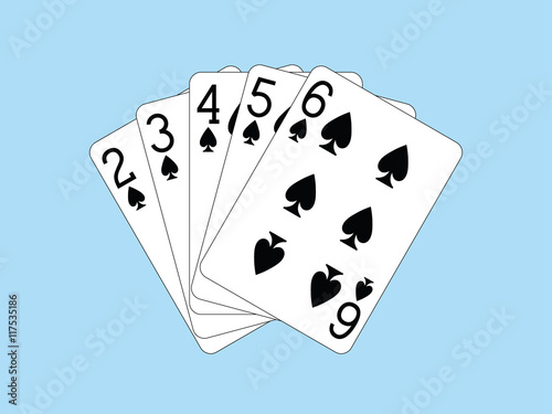 Straight Flush of Spades vector illustration