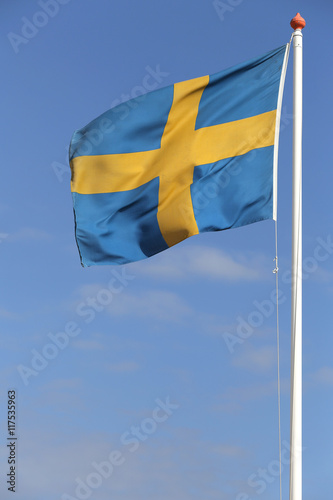 Swedish flag blowing in the wind