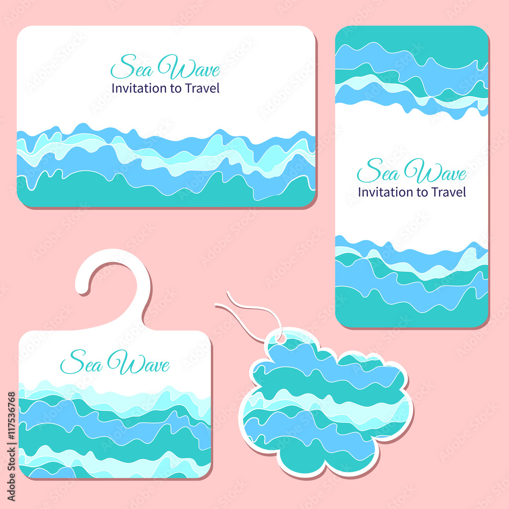 cards with abstract waves cards with abstract waves