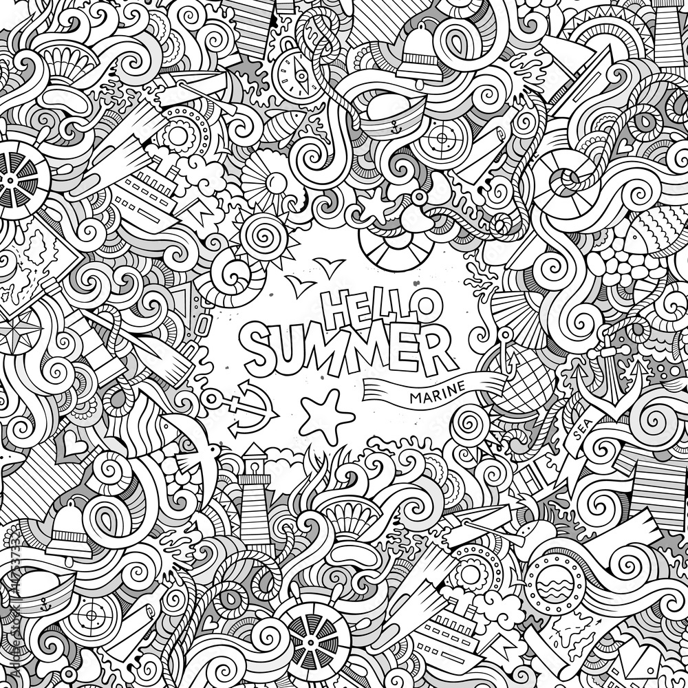 Doodles abstract decorative summer vector frame