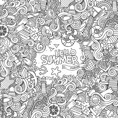 Doodles abstract decorative summer vector frame © balabolka