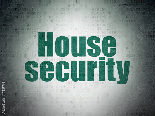 Security concept: House Security on Digital Data Paper background