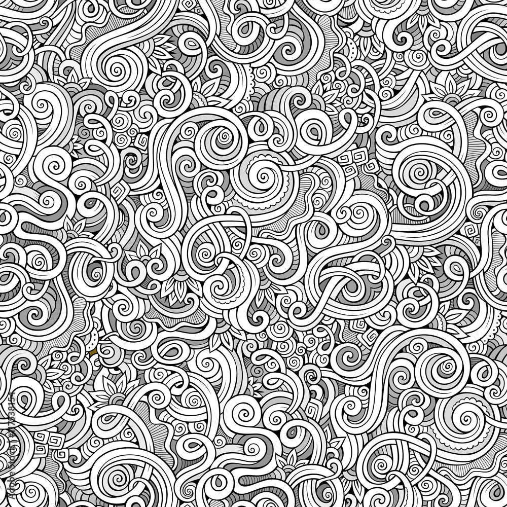 Decorative hand drawn doodle nature ornamental curl  seamless pattern