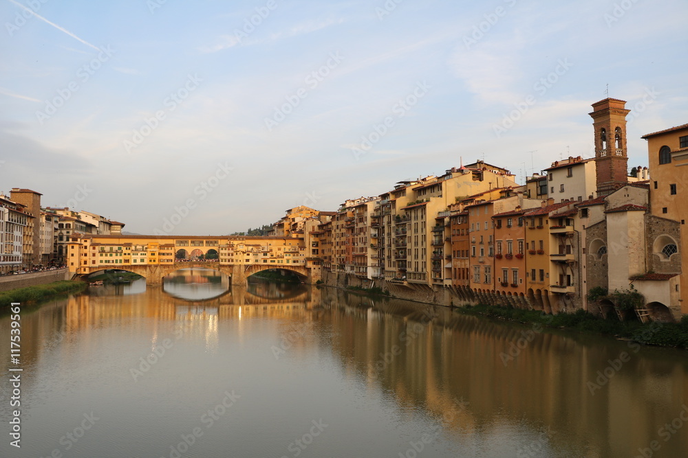 River Arno and Ponte Vecchio in Florence, Tuscany Italy