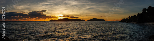 Seychelles Sunset on  La Digue and Praslin Island