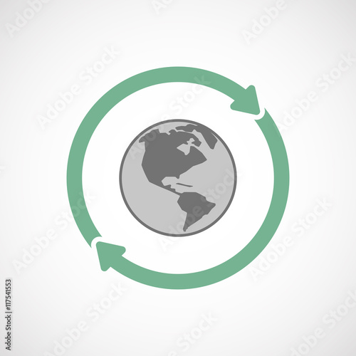 Isolated reuse icon with an America region world globe