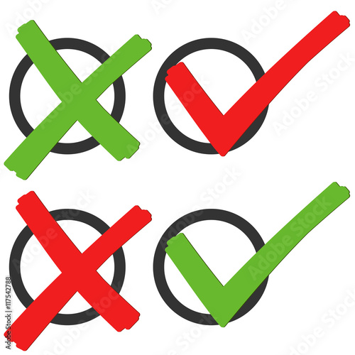red and green check marks and crosses