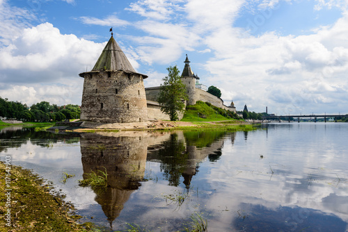 Ancient fortress on the river bank, Pskov Kremlin, Russia.  © r_andrei