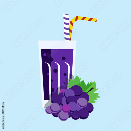 Fresh grape juice. Grape juice on blue background. Grape juice v photo