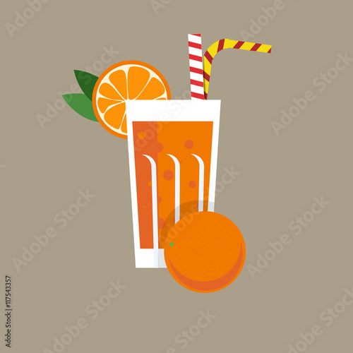 Fresh orange juice. Orange juice vector illustration. Orange fre