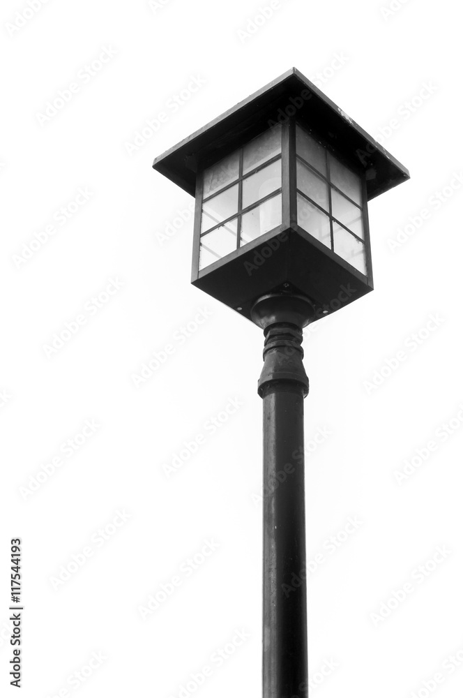A decorated street lamp, Light pole isolated on white blackgroud