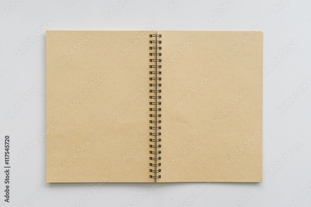 notebook with wooden background, Working desktop concept idea, Vintage tone filter