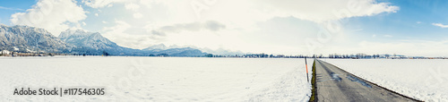 Panoramic view of winter scene in Fussen, Bavaria, Germany © Pabkov