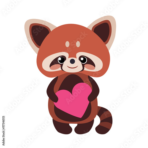 Fototapeta Naklejka Na Ścianę i Meble -  Cute red panda with a heart
