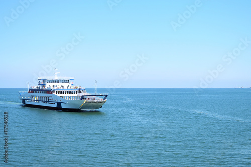 the ferry sails on the sea