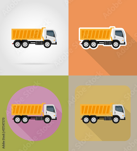 tipper truck for construction flat icons vector illustration