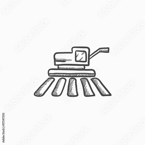 Combine harvester sketch icon.