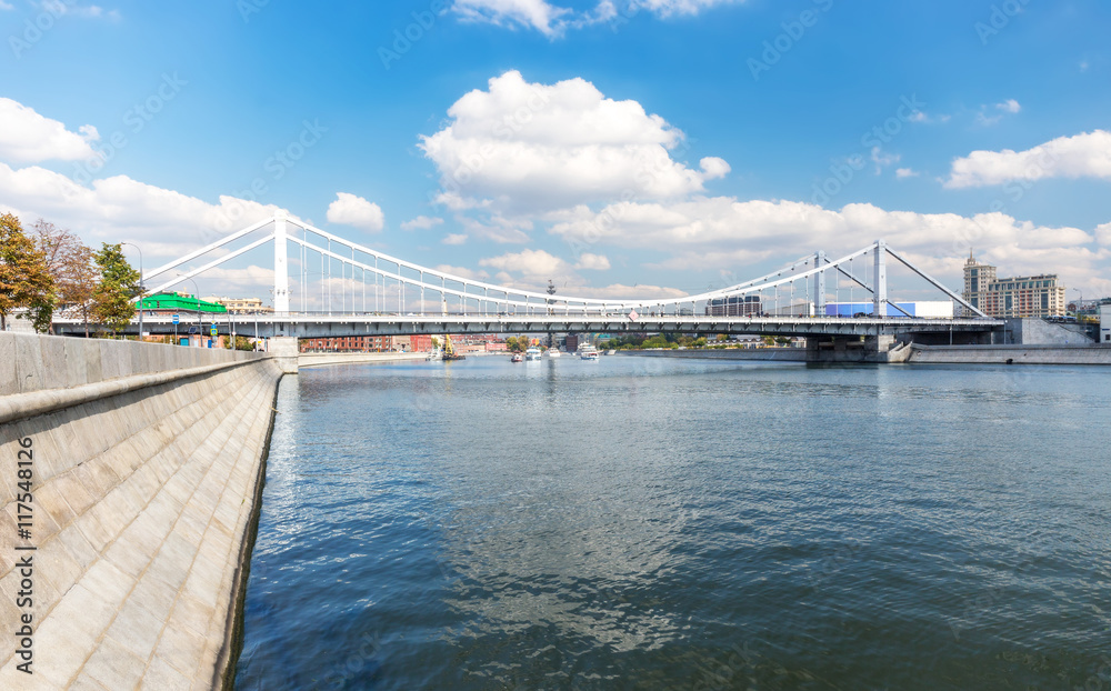 Fototapeta premium Krymsky Bridge across Moskva river.