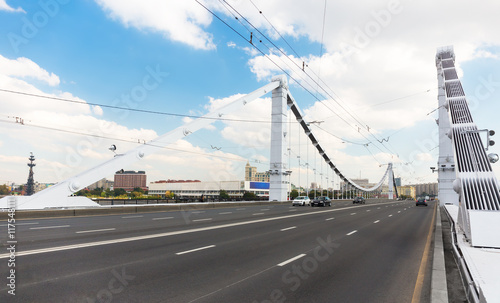 The road on Krymsky Bridge in Moscow