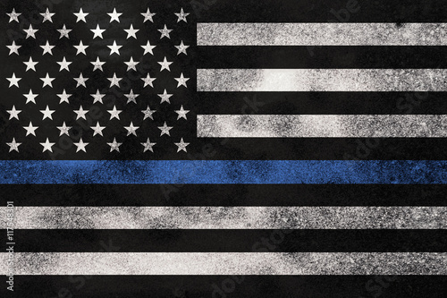 Grunge Textured Police Support Flag Background