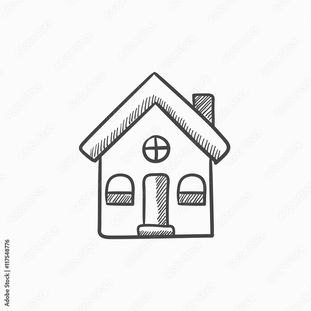 Detached house sketch icon. Detached house sketch icon.
