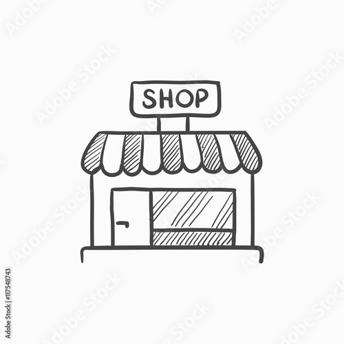 Shop store sketch icon.