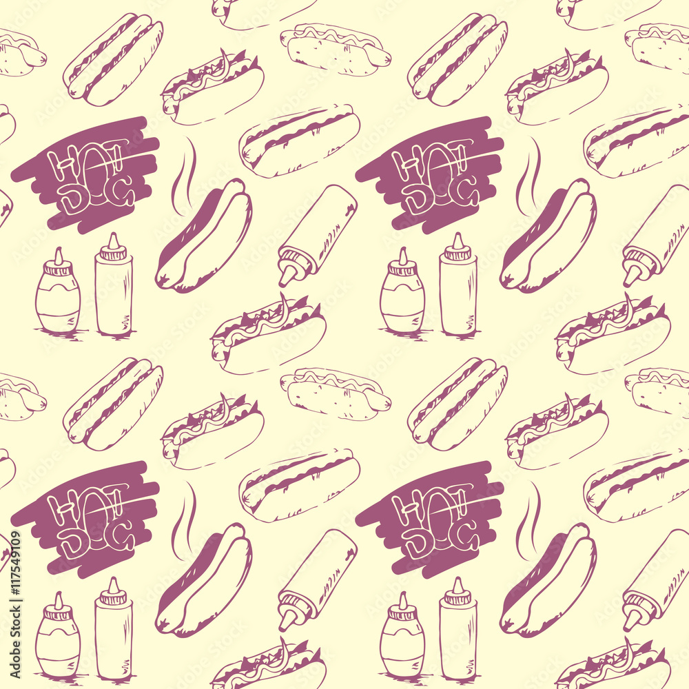 Hotdog Seamless Pattern