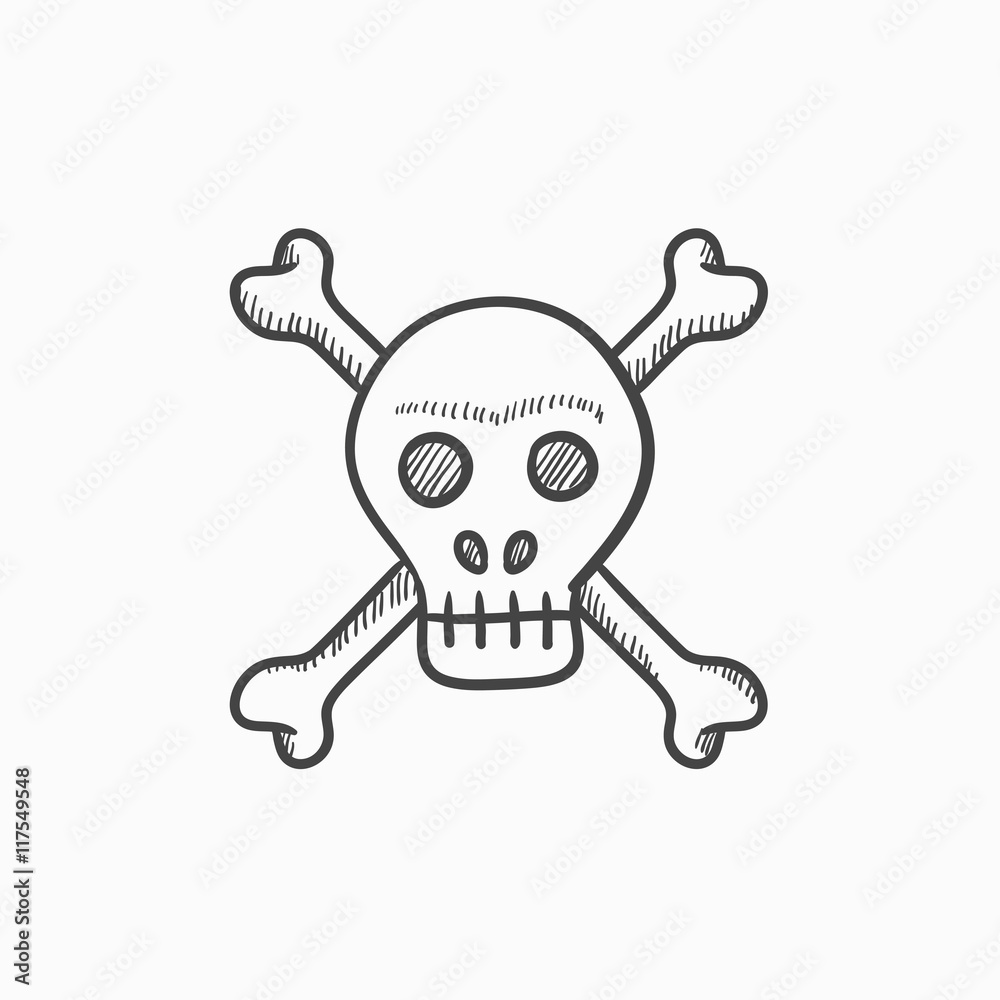 Skull and cross bones sketch icon Skull and cross bones sketch icon