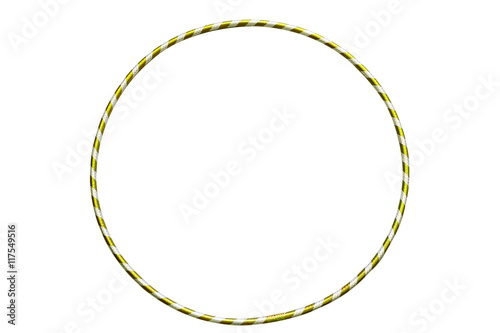 The hula Hoop silver with lemon yellow color, isolated on white background. Gymnastics, fitness,diet.