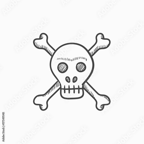 Skull and cross bones sketch icon