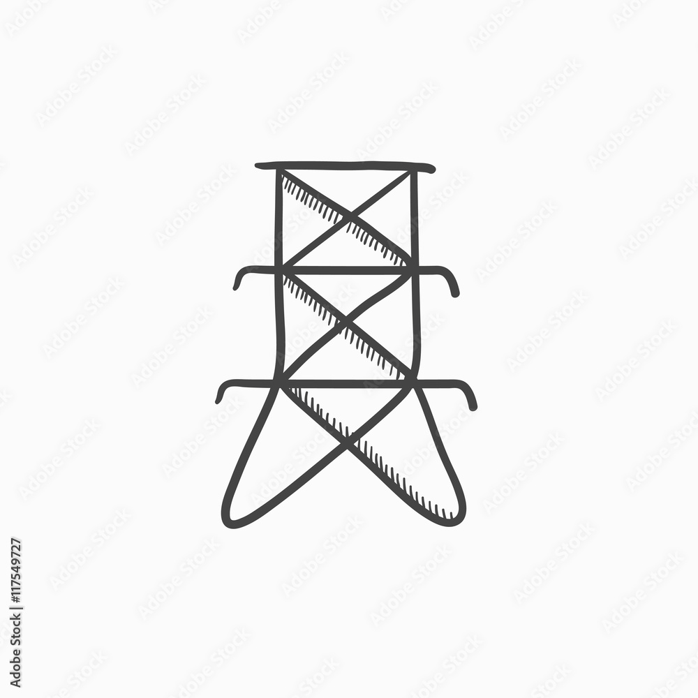 Electric tower sketch icon.