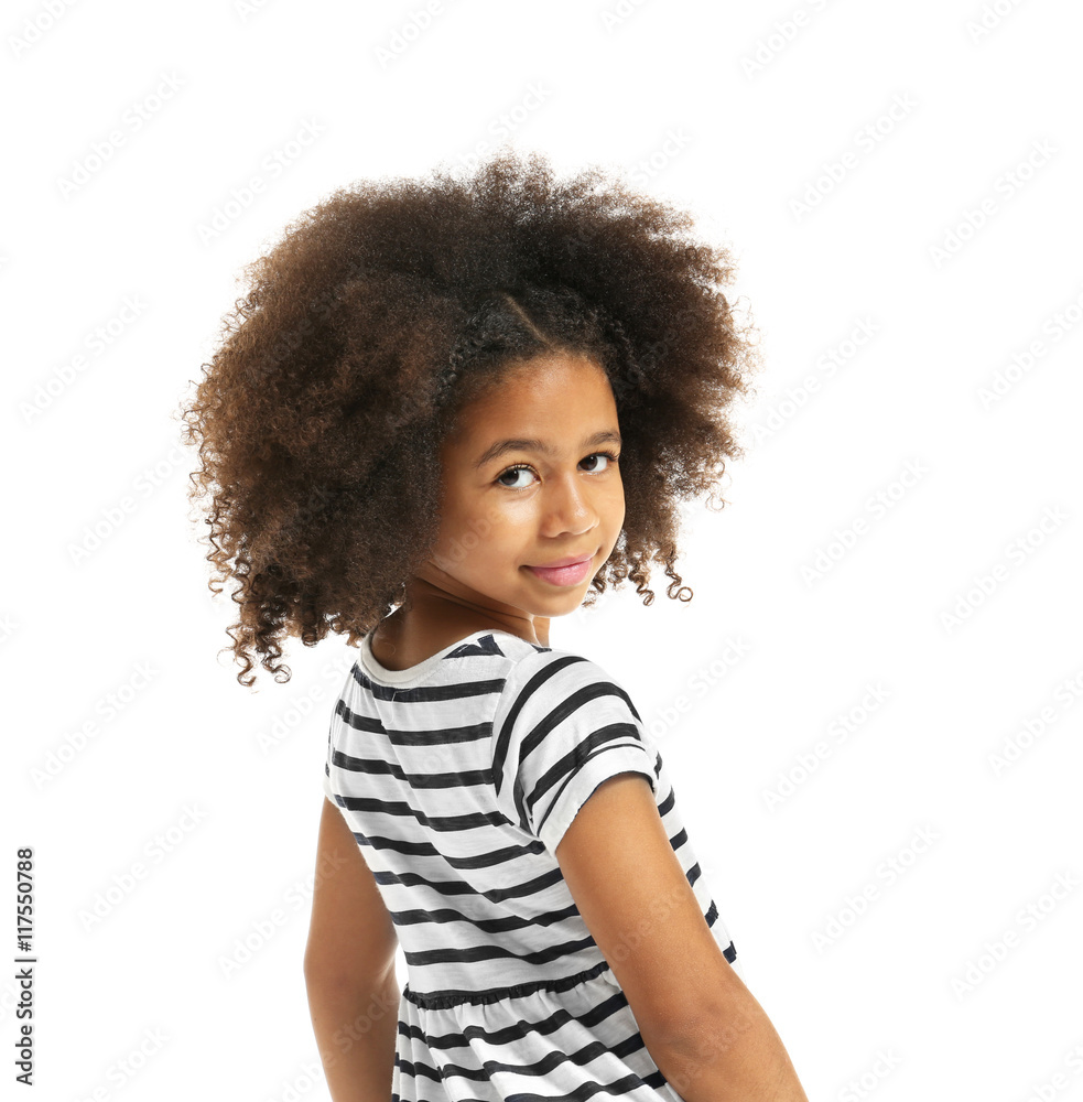 Happy African girl, isolated on white