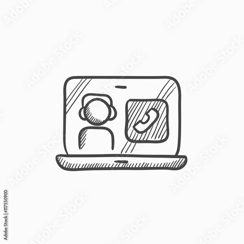 Online education sketch icon.