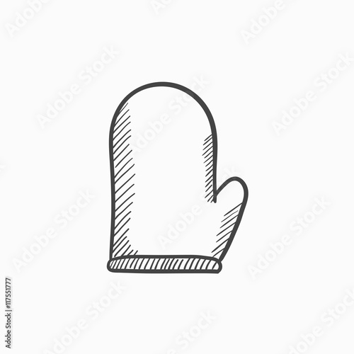 Kitchen glove sketch icon.
