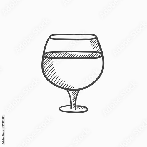 Glass of wine sketch icon.