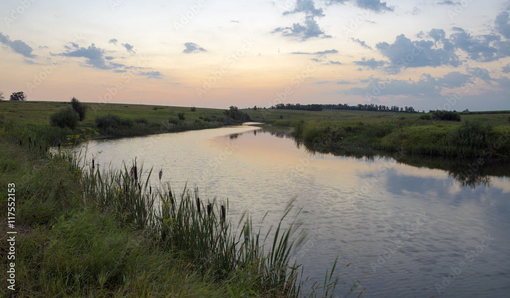 Summer landscape with river