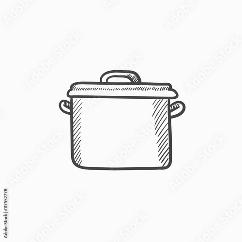 Saucepan sketch icon.