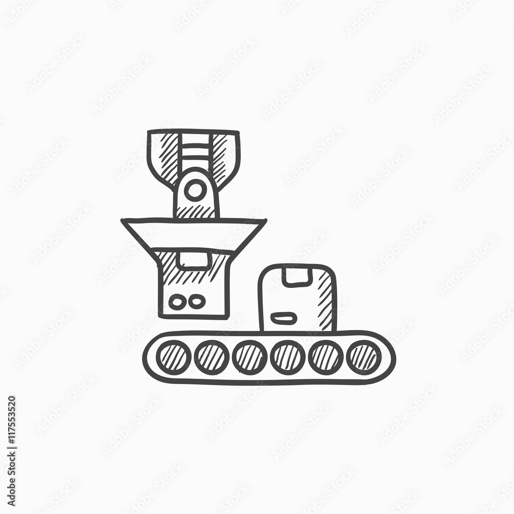 Robotic packaging sketch icon. Robotic packaging sketch icon.