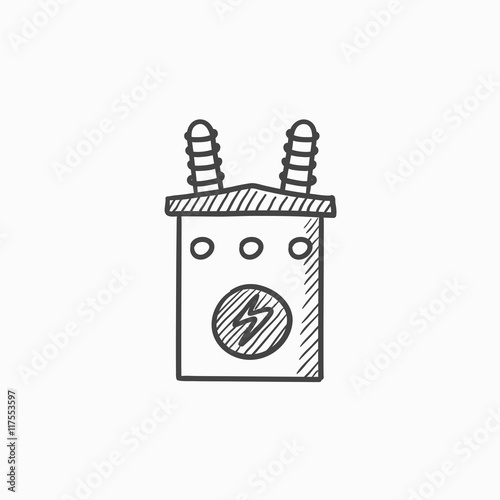 High voltage transformer sketch icon.