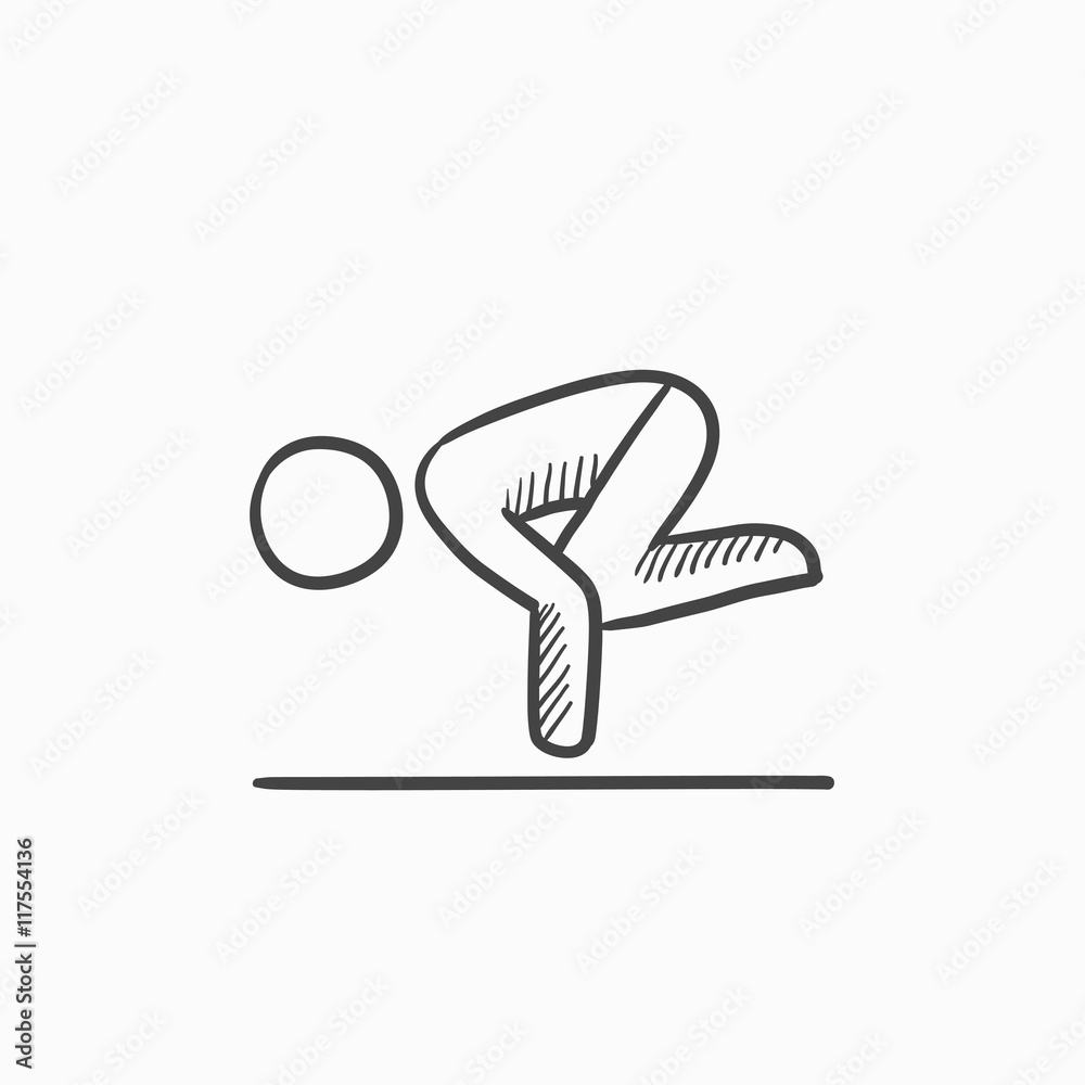 Man practicing yoga sketch icon. Man practicing yoga sketch icon.