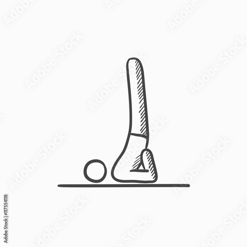 Man practicing yoga sketch icon.