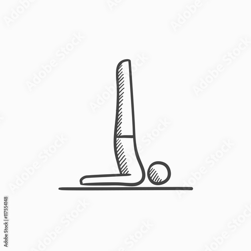 Man practicing yoga sketch icon.